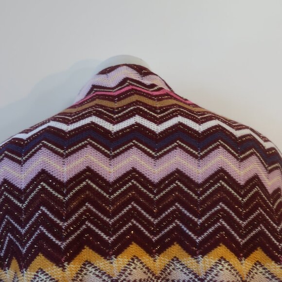 NWOT Womens Missoni Burgundy, Pink, Orange Chevron Fringed Scarf Wrap OS - Picture 6 of 7